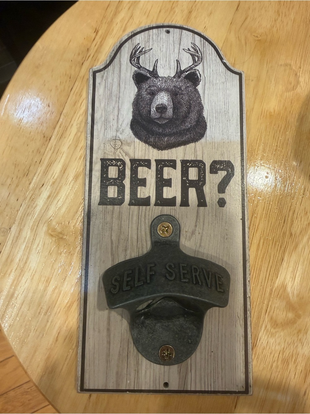 Rustic Wall mounted Bottle opener-Beer & Bear theme New!